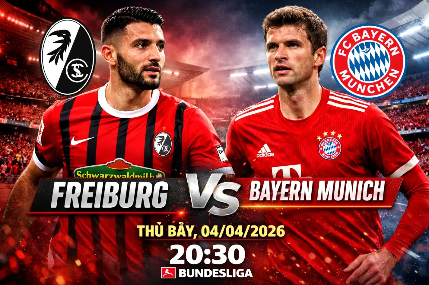 Soi kèo Freiburg vs Bayern Munich 04/04/2026: Bản lĩnh ông lớn có lên tiếng đúng lúc?